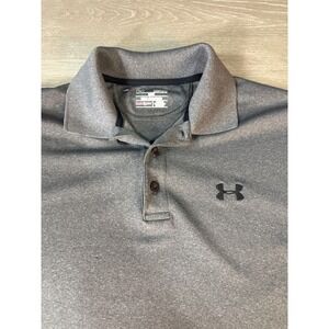 Under Armour HeatGear Mens Golf Polo Shirt Gray Loose Fit Short Sleeve Size MED
